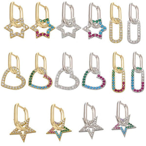 Geometric Silver Dangle Hoop Earrings for Women