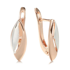 Glossy Women's Earrings 585 Rose Gold+Silver Two-Color Daily Party Jewelry