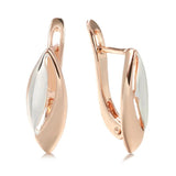 Glossy Women's Earrings 585 Rose Gold+Silver Two-Color Daily Party Jewelry