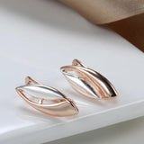 Glossy Women's Earrings 585 Rose Gold+Silver Two-Color Daily Party Jewelry