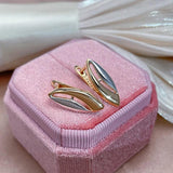 Glossy Women's Earrings 585 Rose Gold+Silver Two-Color Daily Party Jewelry