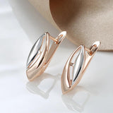 Glossy Women's Earrings 585 Rose Gold+Silver Two-Color Daily Party Jewelry