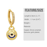 Colorful Evil Eye Earrings Copper Plated Hoops Greek Eye Lucky Jewelry