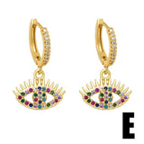 Colorful Evil Eye Earrings Copper Plated Hoops Greek Eye Lucky Jewelry