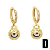 Colorful Evil Eye Earrings Copper Plated Hoops Greek Eye Lucky Jewelry