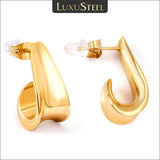 Women's J Shape Hoop Huggie Earrings Stainless Steel Geometric Earring