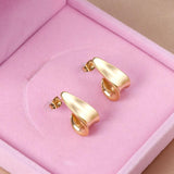 Women's J Shape Hoop Huggie Earrings Stainless Steel Geometric Earring