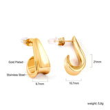 Women's J Shape Hoop Huggie Earrings Stainless Steel Geometric Earring