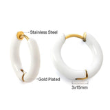 Pink Purple Hoops Earrings Piercing Stainless Steel Women Men Jewelry