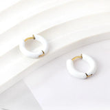 Pink Purple Hoops Earrings Piercing Stainless Steel Women Men Jewelry