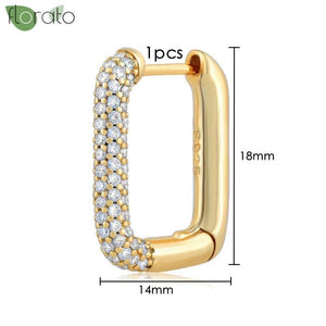 925 Silver Geometry 24K Earrings 18mm Large Hoop Women Jewelry