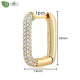 925 Silver Geometry 24K Earrings 18mm Large Hoop Women Jewelry