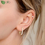 925 Silver Geometry 24K Earrings 18mm Large Hoop Women Jewelry