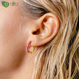 925 Silver Geometry 24K Earrings 18mm Large Hoop Women Jewelry