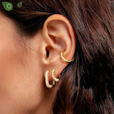 925 Silver Geometry 24K Earrings 18mm Large Hoop Women Jewelry