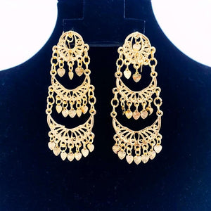 Heart Tassels Dangle Earring Plated French Hook Moon Shape Drop Earrings