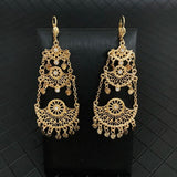 Heart Tassels Dangle Earring Plated French Hook Moon Shape Drop Earrings