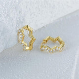 Zircon Pearl 925 Silver Hoop Earrings Wedding Party Jewelry