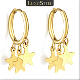 Small Stars Tassel Hoops Earrings Stainless Steel Drop Earrings