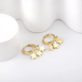 Small Stars Tassel Hoops Earrings Stainless Steel Drop Earrings