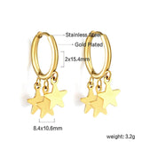 Small Stars Tassel Hoops Earrings Stainless Steel Drop Earrings