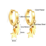 Small Stars Tassel Hoops Earrings Stainless Steel Drop Earrings
