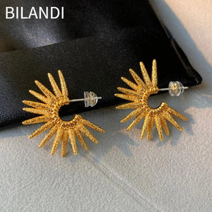 Bilandi Modern Jewelry Spike Earrings 925 Silver Needle Desigh