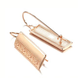 Ethnic Square Pendant Earrings 585 Piercing Dangle Women Jewelry