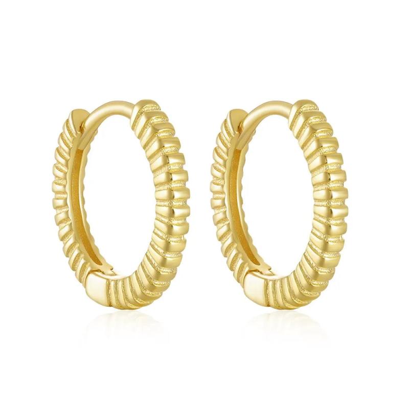 Punk Geometric Round Hoop Earrings 925 Sterling Silver 18K Earrings