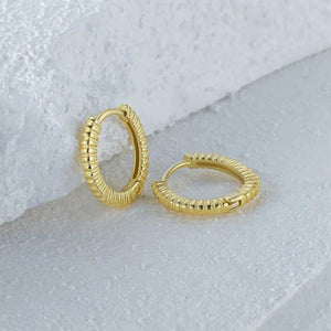 Punk Geometric Round Hoop Earrings 925 Sterling Silver 18K Earrings