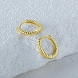 Punk Geometric Round Hoop Earrings 925 Sterling Silver 18K Earrings