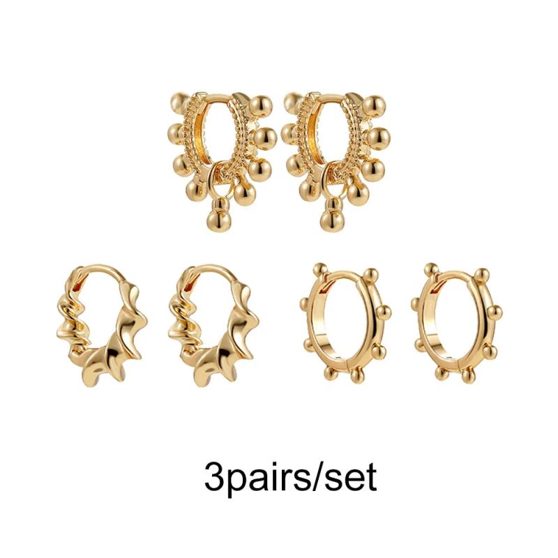Heart Square Hoop Earring Set Plated Metal Piercing Huggie Earrings