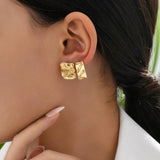 Heart Square Hoop Earring Set Plated Metal Piercing Huggie Earrings