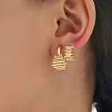 Heart Square Hoop Earring Set Plated Metal Piercing Huggie Earrings