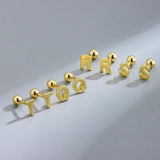 925 Silver Minimalist 26 Letters Stud Earrings Initials Ear S