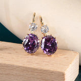 Yellow Drop Earrings Women Silver 925 Purple Zircon Amethyst Party Ear Access