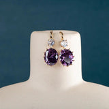 Yellow Drop Earrings Women Silver 925 Purple Zircon Amethyst Party Ear Access
