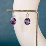 Yellow Drop Earrings Women Silver 925 Purple Zircon Amethyst Party Ear Access