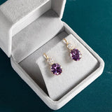 Yellow Drop Earrings Women Silver 925 Purple Zircon Amethyst Party Ear Access
