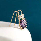 Yellow Drop Earrings Women Silver 925 Purple Zircon Amethyst Party Ear Access