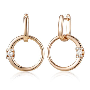 Sparkling Zircon Pendant Hoop Earrings 585 Rose Fine Jewelry