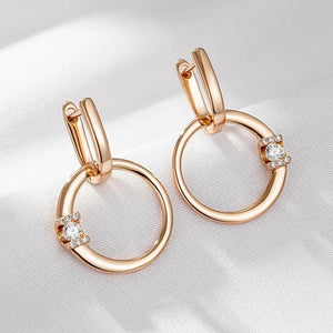 Sparkling Zircon Pendant Hoop Earrings 585 Rose Fine Jewelry