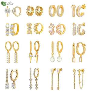 925 Silver Tassel Long Earrings Zircon Hoops Wedding Jewelry