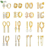 925 Silver Tassel Long Earrings Zircon Hoops Wedding Jewelry