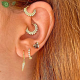 925 Silver Tassel Long Earrings Zircon Hoops Wedding Jewelry