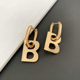 18K Gold-Plated B Pendant Earrings Set