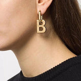 18K Gold-Plated B Pendant Earrings Set