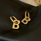 18K Gold-Plated B Pendant Earrings Set