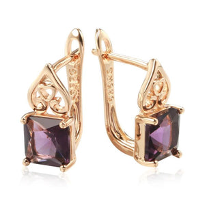 Purple Zircon Pendant Earrings 585 Heart Texture Jewelry