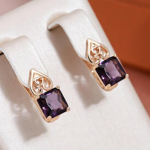Purple Zircon Pendant Earrings 585 Heart Texture Jewelry